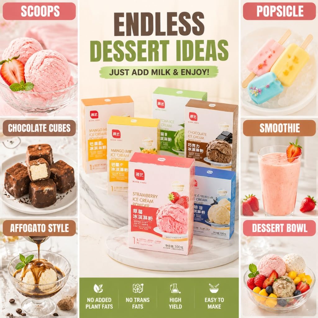 6 Gusti Di Gelato In Polvere Confezione Da 100 G Fai Te Fatto In Casa Facile Preparare Senza Bisogno Macchine Fragola Matcha Cioccolato