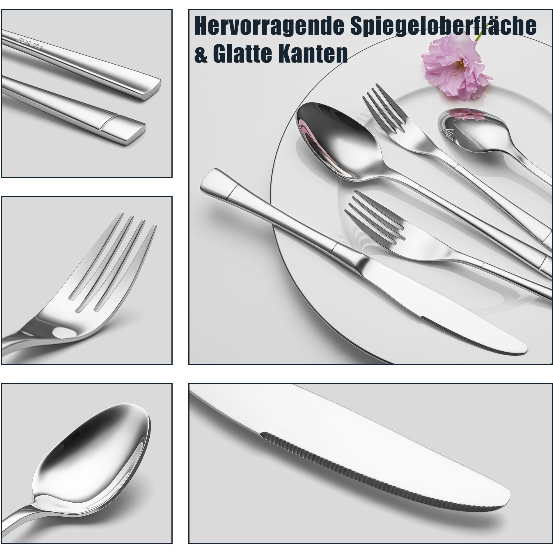 30-teiliges 18/10 Edelstahl Besteck, EIUBUIE Premium Besteck Set 6 Personen