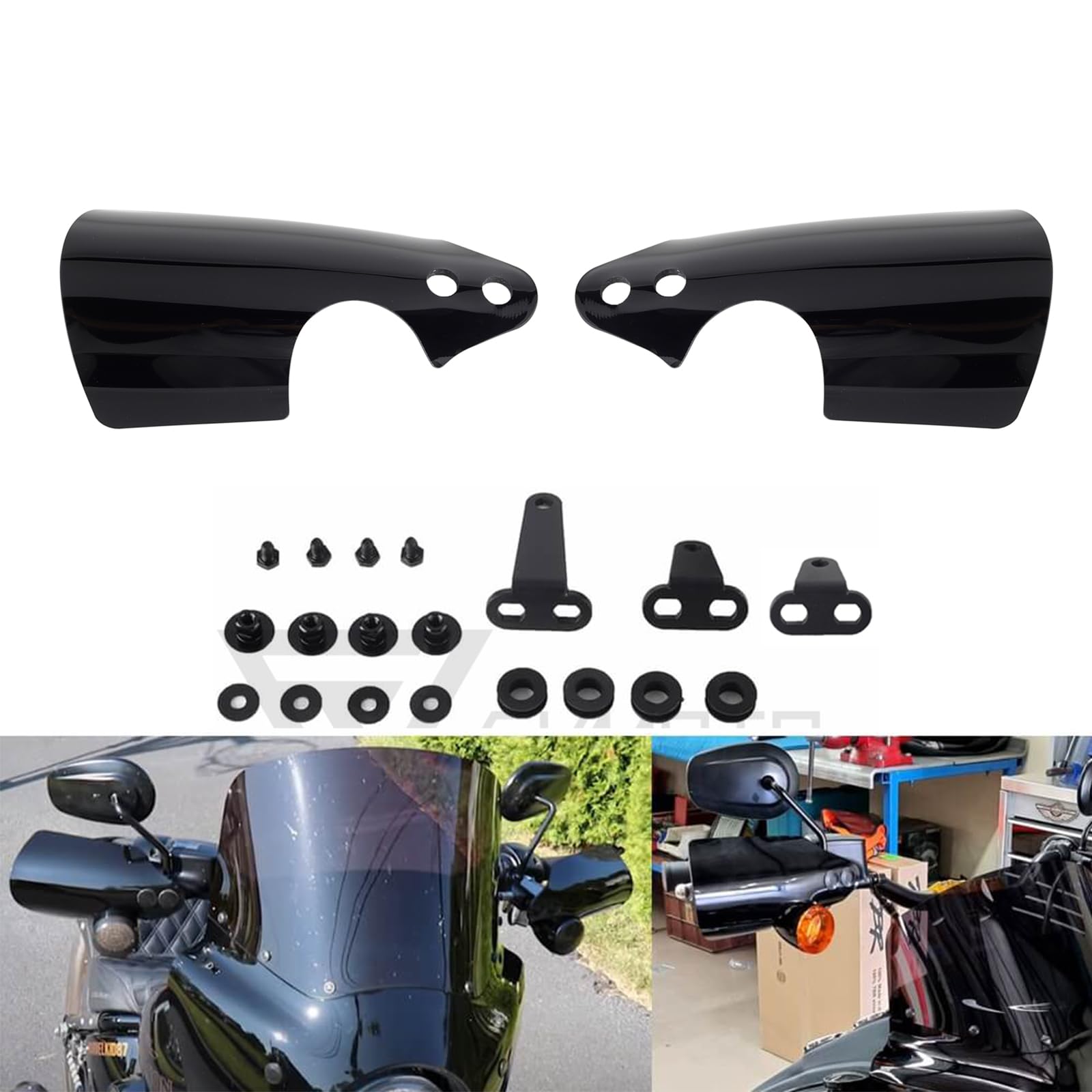 Photo 1 of FVMOTO Club Style Handlebar Handguards Upgrade Bracket with Cutouts Compatible with Harley Turn Signals Touring Softail Sportster Dyna 2009+ 2025