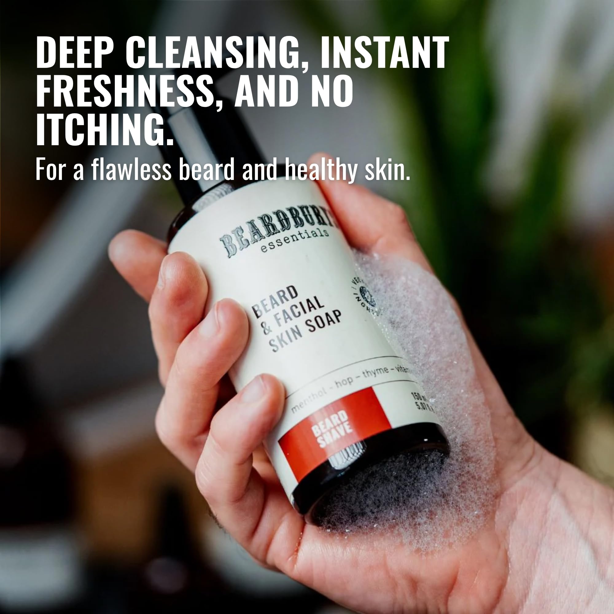 Essentials Skincare – Confezione per la cura del viso da uomo quotidiano | Include detergente barba e viso + crema idratante + balsamo barba, anti-rughe, senza prurito e formula ad assorbimento rapido