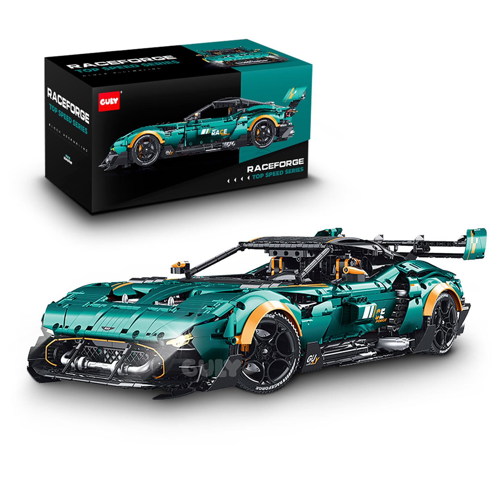 Technik GULY 10647 Sports Car Kit, 3794 Parts with Motors and LED, Large Remote Controlled Car Clamping Blocks (Original Packaging) (Static Version)