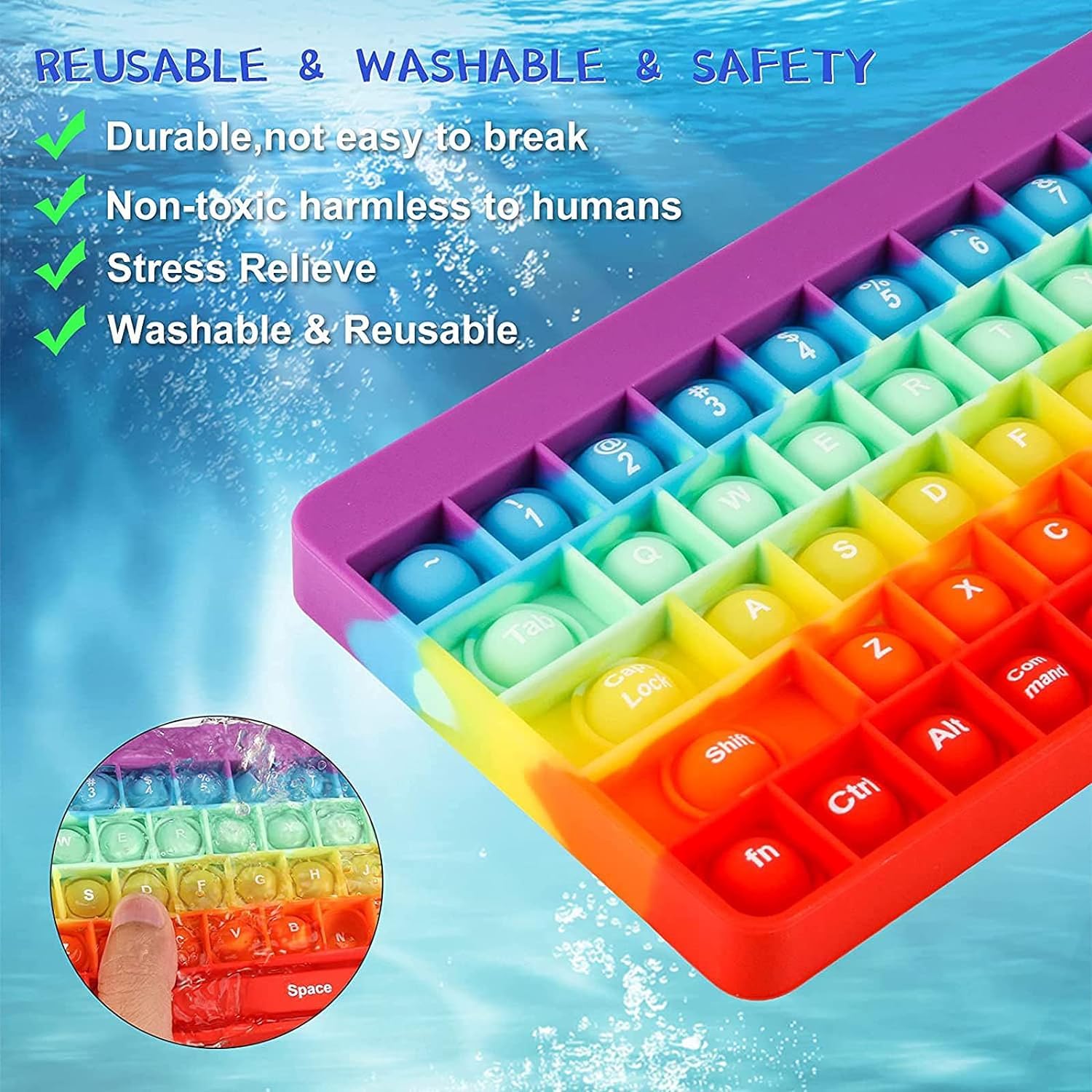 Ranzah Educational Keyboard Pop Fidget Toy Push Pop Bubble Sensory Poppet Toy for Kids Learning Squishy Squeeze Toy ADHD Stress Anxiety Relief Toddler Toy Montessori School Toy Gift Travel Popper - Image 4