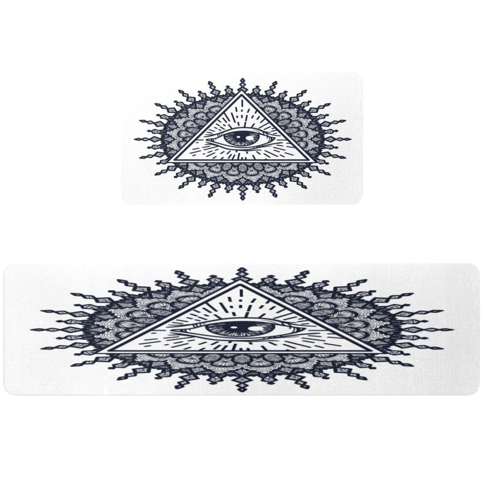 Tapete de cocina de 2 piezas VAPOKF con diseño de mandala y ojo místico antideslizante