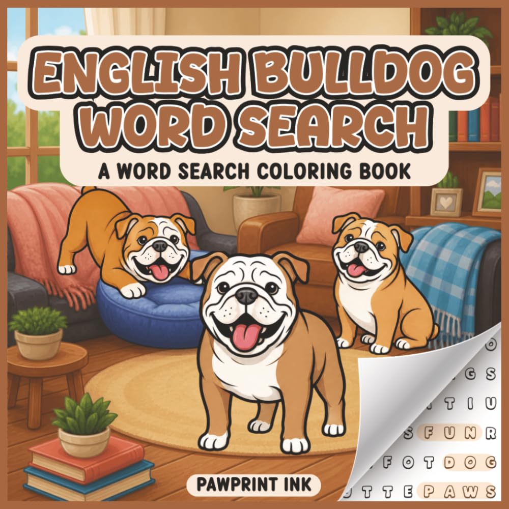 English Bulldog Word Search: A Word Search Coloring Book