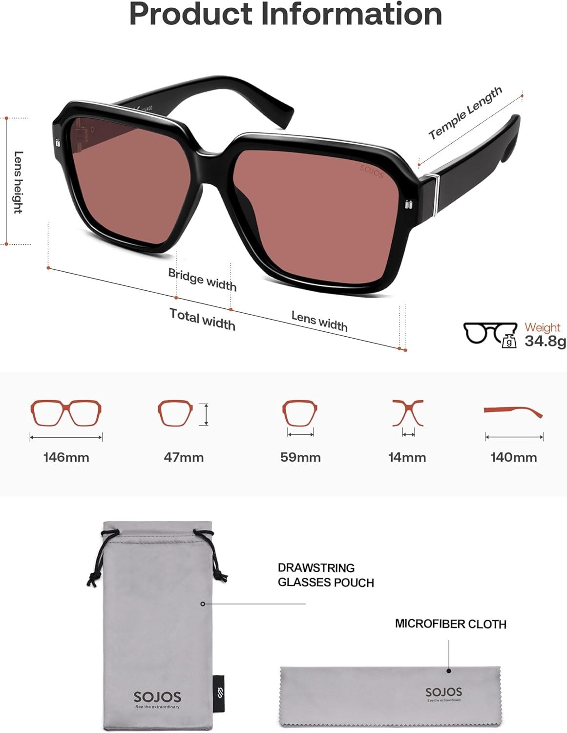 SOJOS Retro Polarized Hexagonal Aviator Sunglasses Womens Mens Trendy Rectangle UV400 Shades SJ2398 - Image 6