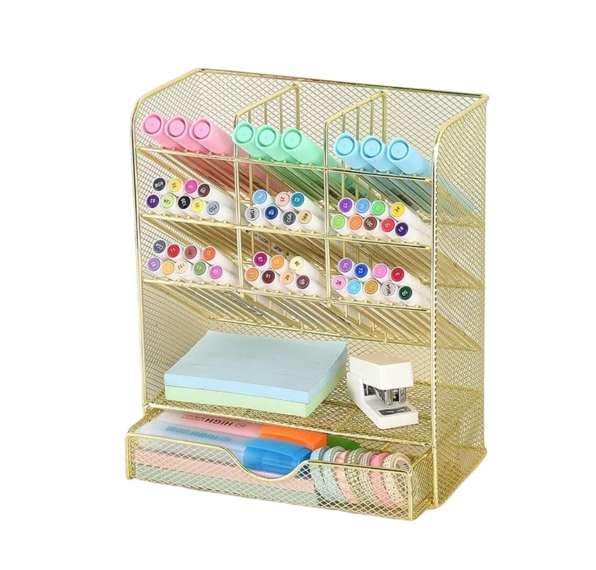 Schreibtisch Organizer Stiftehalter Schreibtisch Stifthalter Aus Metall, Stiftehalter Für Den Schreibtisch, Schreibtisch-Organizer Mit Schublade Für Schule, Zuhause, Kunstbedarf Organizer Büro ( Color