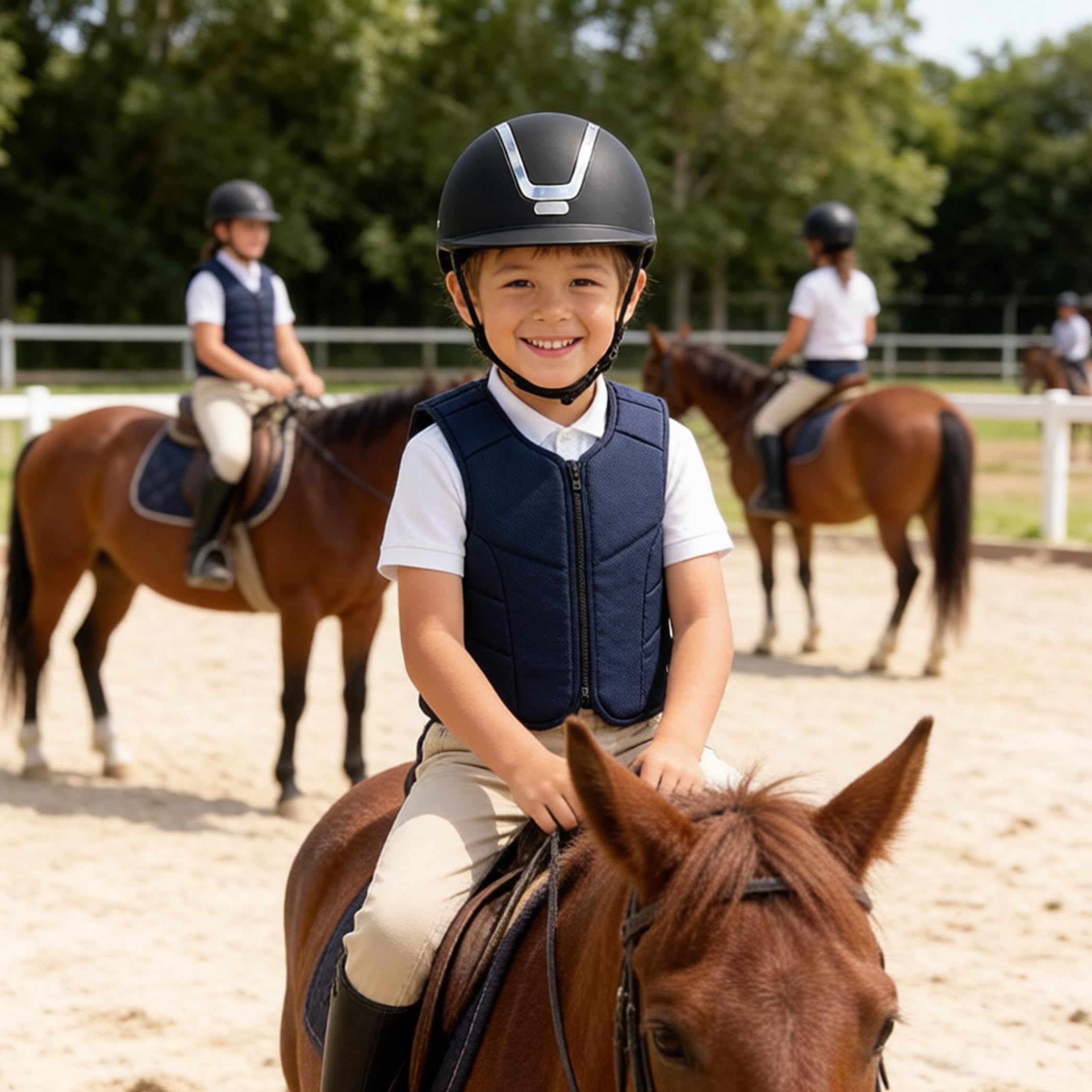 Reithelm stoßfester Kinderreithelm für Outdoor-Training matt schwarz verstellbare Passform 48-52 cm