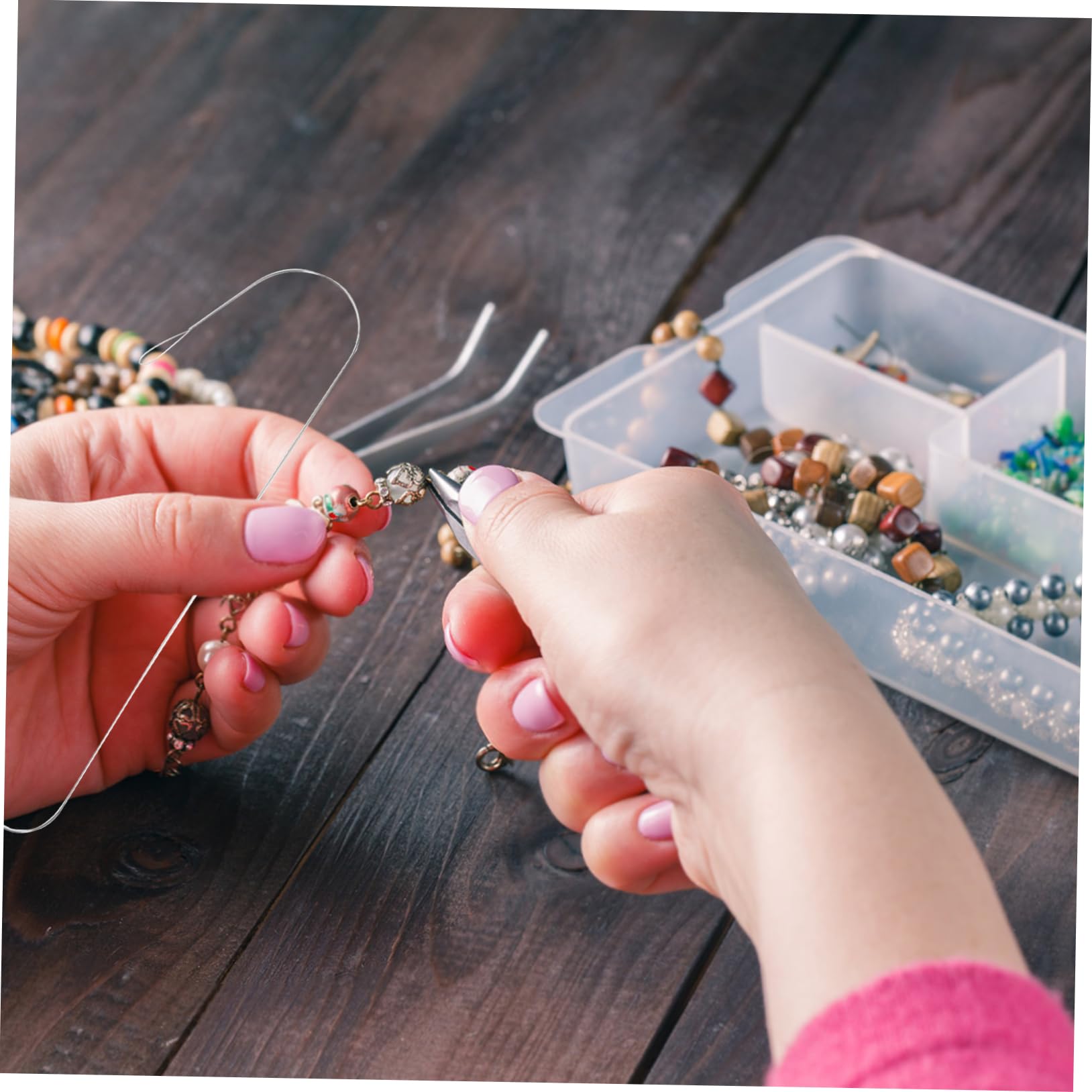 DOITOOL 5 Sätze Großer Augengreifer Perlennadeln Gebogen Schmuck Werkzeug Mehrzweck-perlennadel Nadel Für Die Herstellung Von Armbändern Gekrümmte Nadel Zinklegierung Silber 6 Stücke * 5