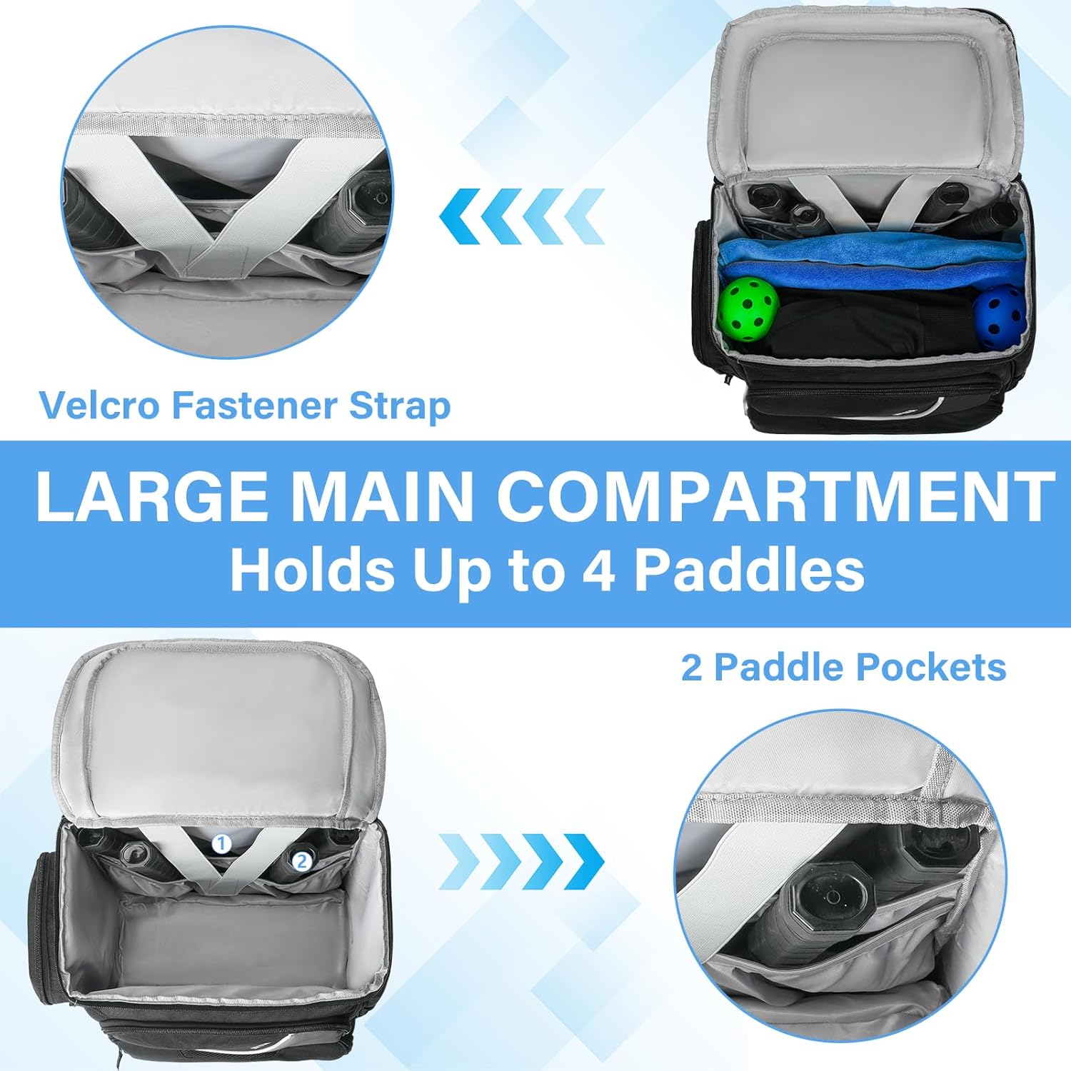 Pickleball Bag for Men and Women, Pickleball Backpack Fits 4 Paddles, Pickleball Equipment Bag with Shoe Compartment