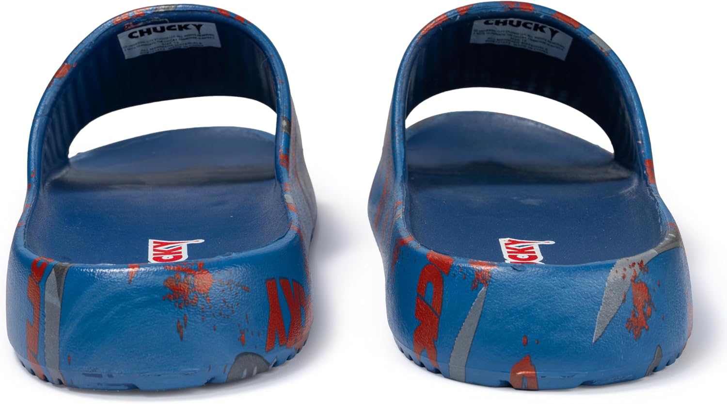 Chucky Pool Sandals Men's Blue All-Over Print Pool Slides - Quick-Dry Beach Doll Motifs Flip-flops, Adult Sizes 8/9-12 Water Shoes for Fans - Image 7