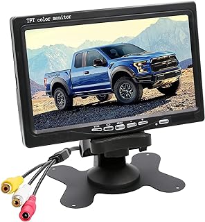 B-Qtech 7 inch HD Vehicle Backup Camera Monitor only, Rear View Reverse Color TFT LCD Display Screen for Car SUV Van Truck, V1/V2 Two Video Input, Power 12V/24V
