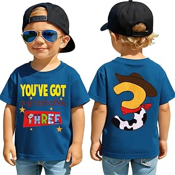 KEKEMI 3T Birthday Boy Shirt Youve Got A Friend Whos Three Birthday Tshirt 3T Boy Short Sleeve Tees Tops Bday Party Outfits