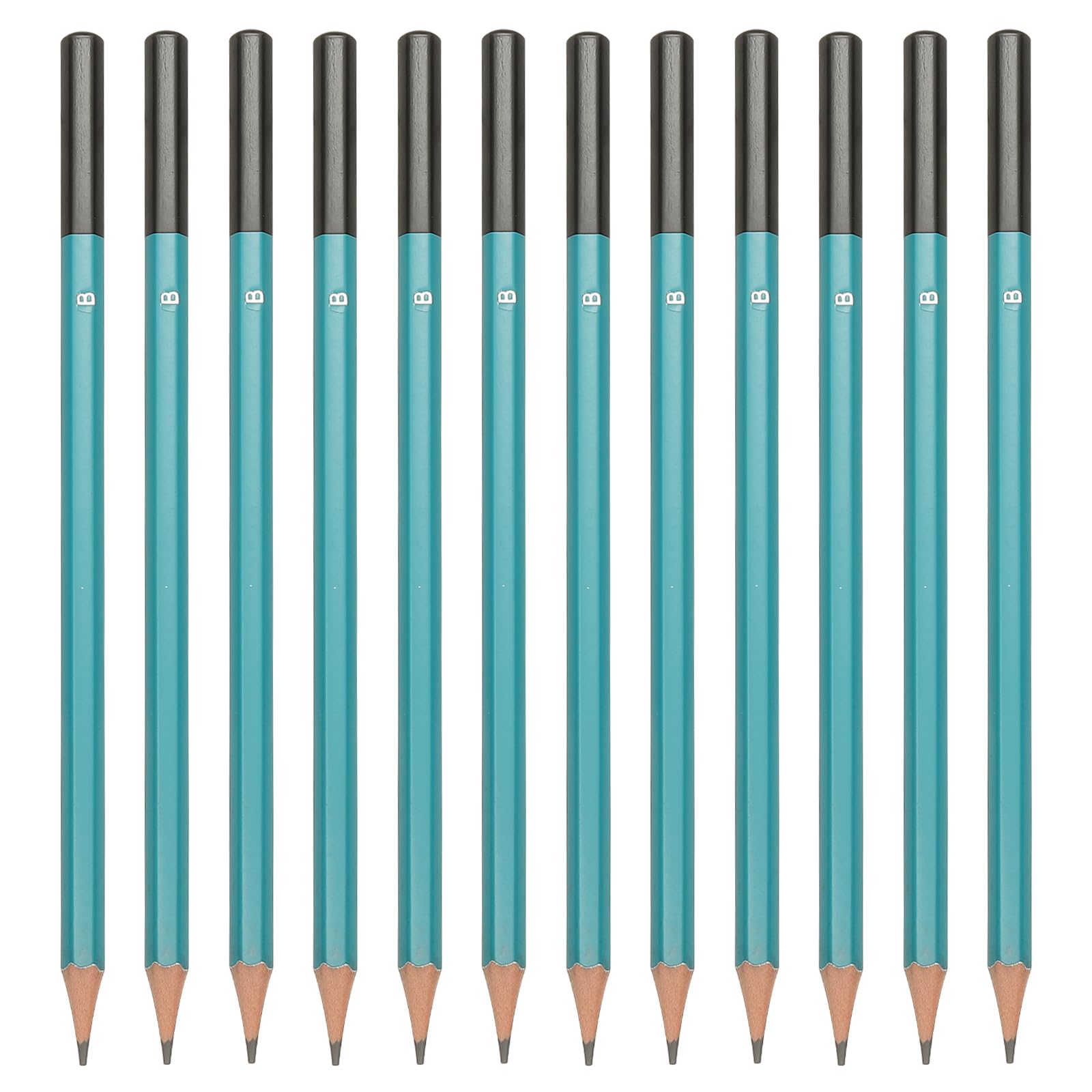 PATIKIL B Drawing Pencils for Sketching, 12PCS Sketch Pencils for Drawing Art Pencils Graphite Wood Pre-sharpened for Drawing Sketching Artist, Hexagonal, Black Refill, Green/Black Pole