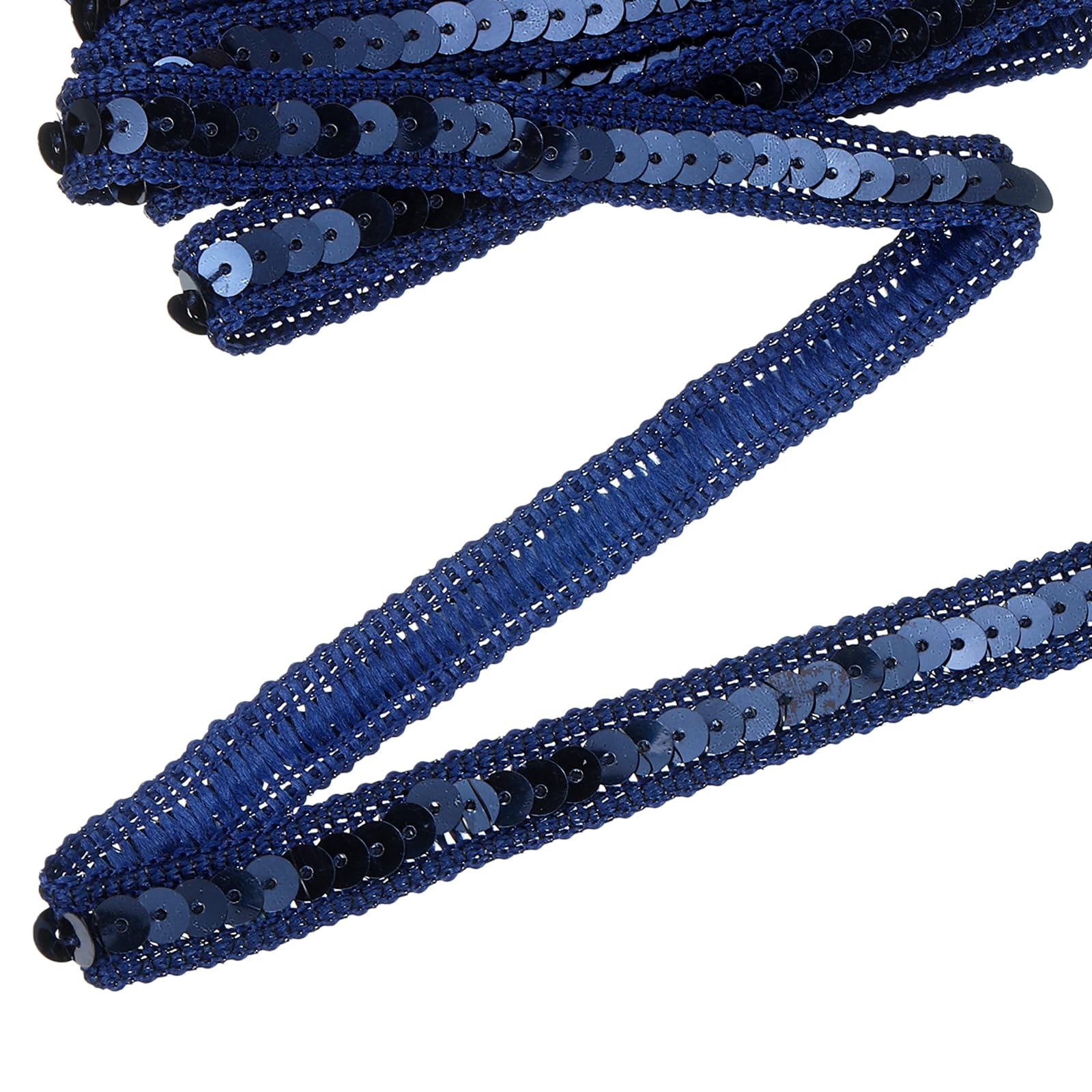 sourcing map 16 Yard Sequins Trim Ribbon 0.5 Inch Sequin Gimp Braid Trim Spangle Flat Sequins Paillette Fabric Flat Trims Strips for Crafts Sewing Clothes Home Party Decoration, Navy Blue