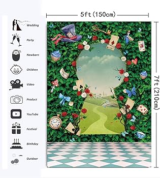 Toile De Fond Pour Pays Des Merveilles Fête De Thé Château De Conte De Fées Feuilles Vertes Mur De Roses Pour Photographie Fête D'anniversaire Fête Nouveau-né Accessoires Photo (240 X 180 Cm