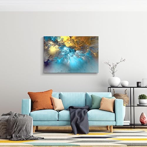 Miniatura 245 de Lienzo artístico para pared, pinturas de arte abstracto, fantasía azul, grafiti colorido sobre fondo blanco; decoración artística moderna para sala