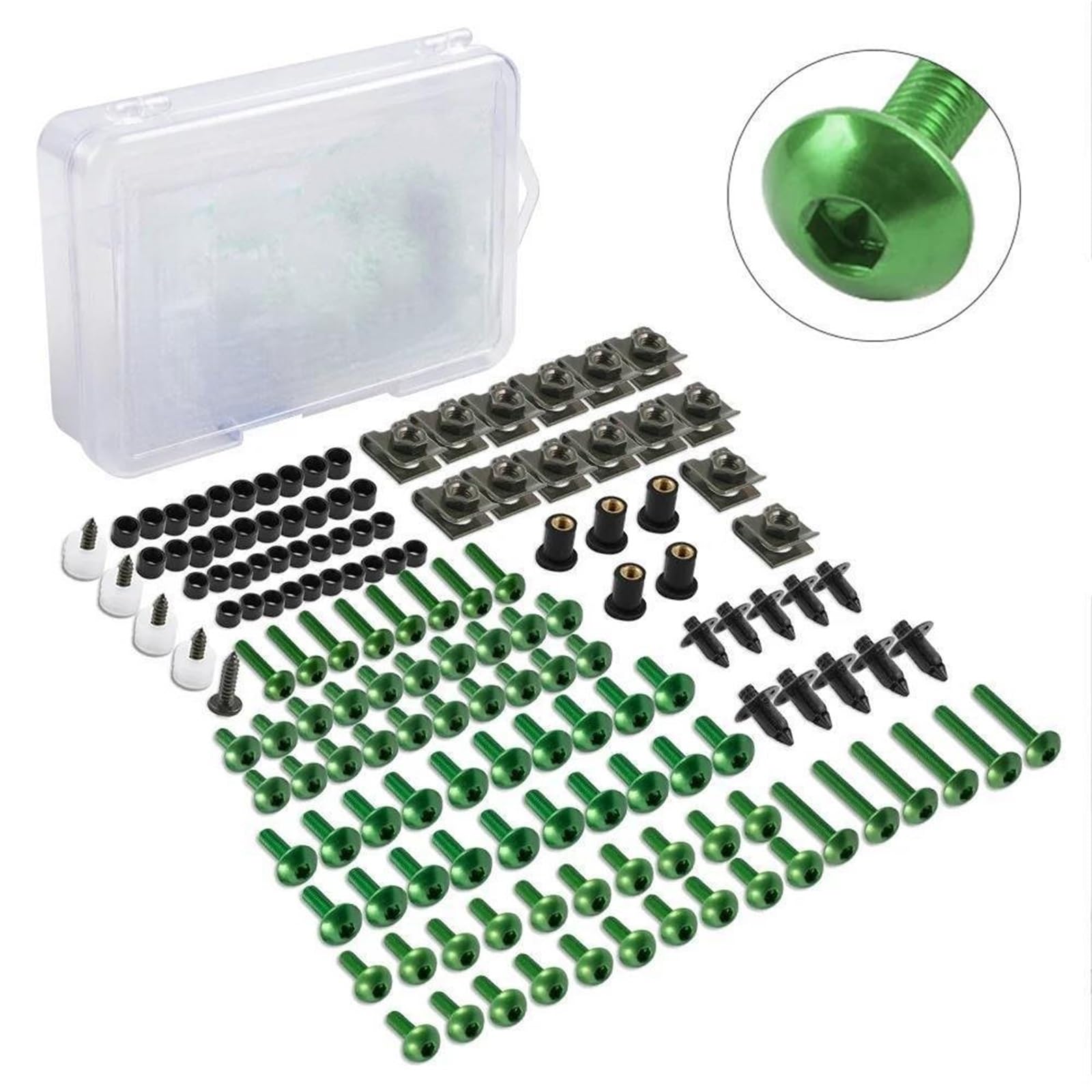 Bulloni Kit Kit Di 190 Viti E Bulloni Per Carenatura Moto Per Suzuki LTZ 400 Completo Elementi Fissaggio Per Parabrezza, Clip, Rondelle Dadi Elementi Di Fissaggio(Argento)