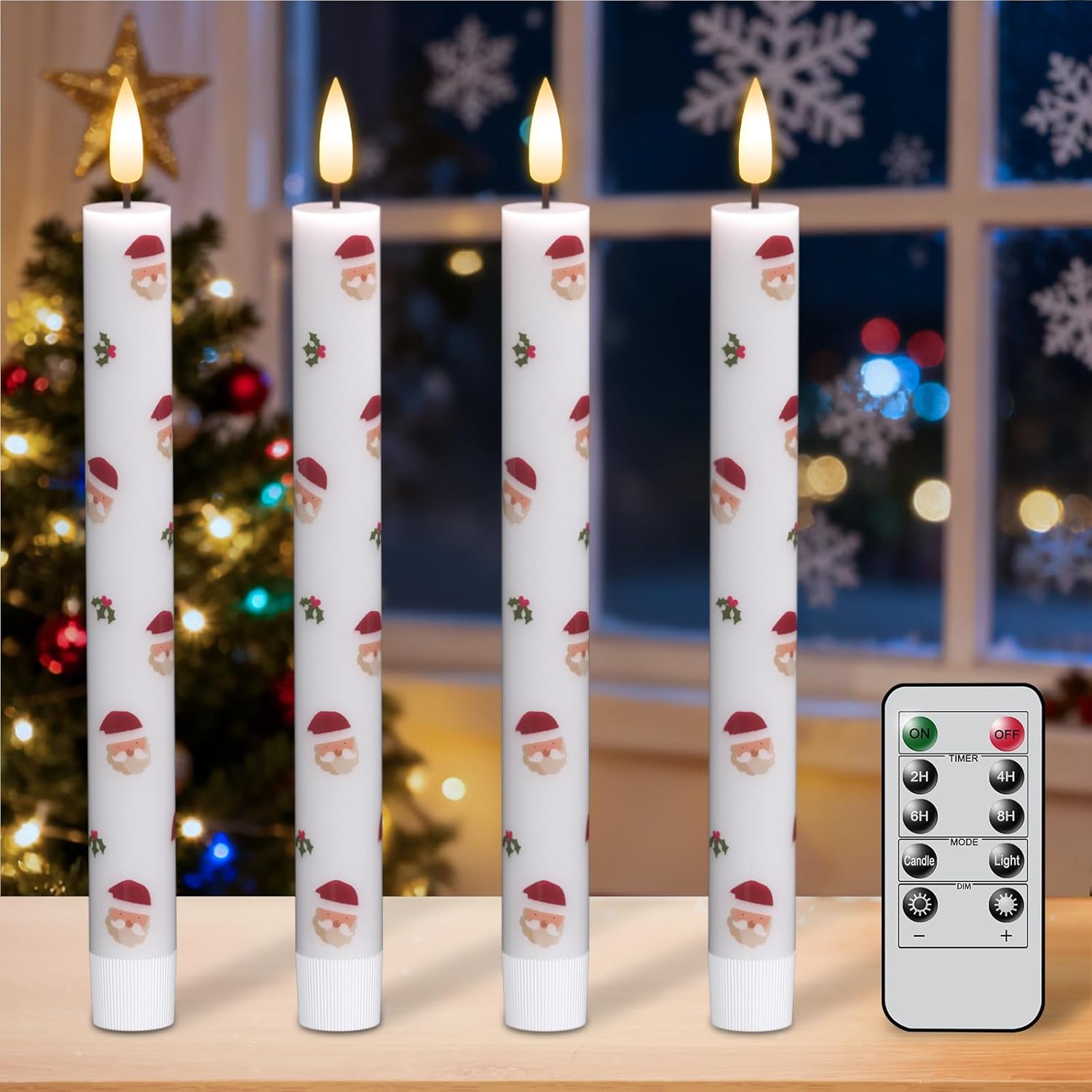 Christmas Flameless Taper Candles with 6H Timer, 2 Pcs Gingerbread Man LED Candlesticks with 3D Flickering Flame for Home Décor Christmas Gifts