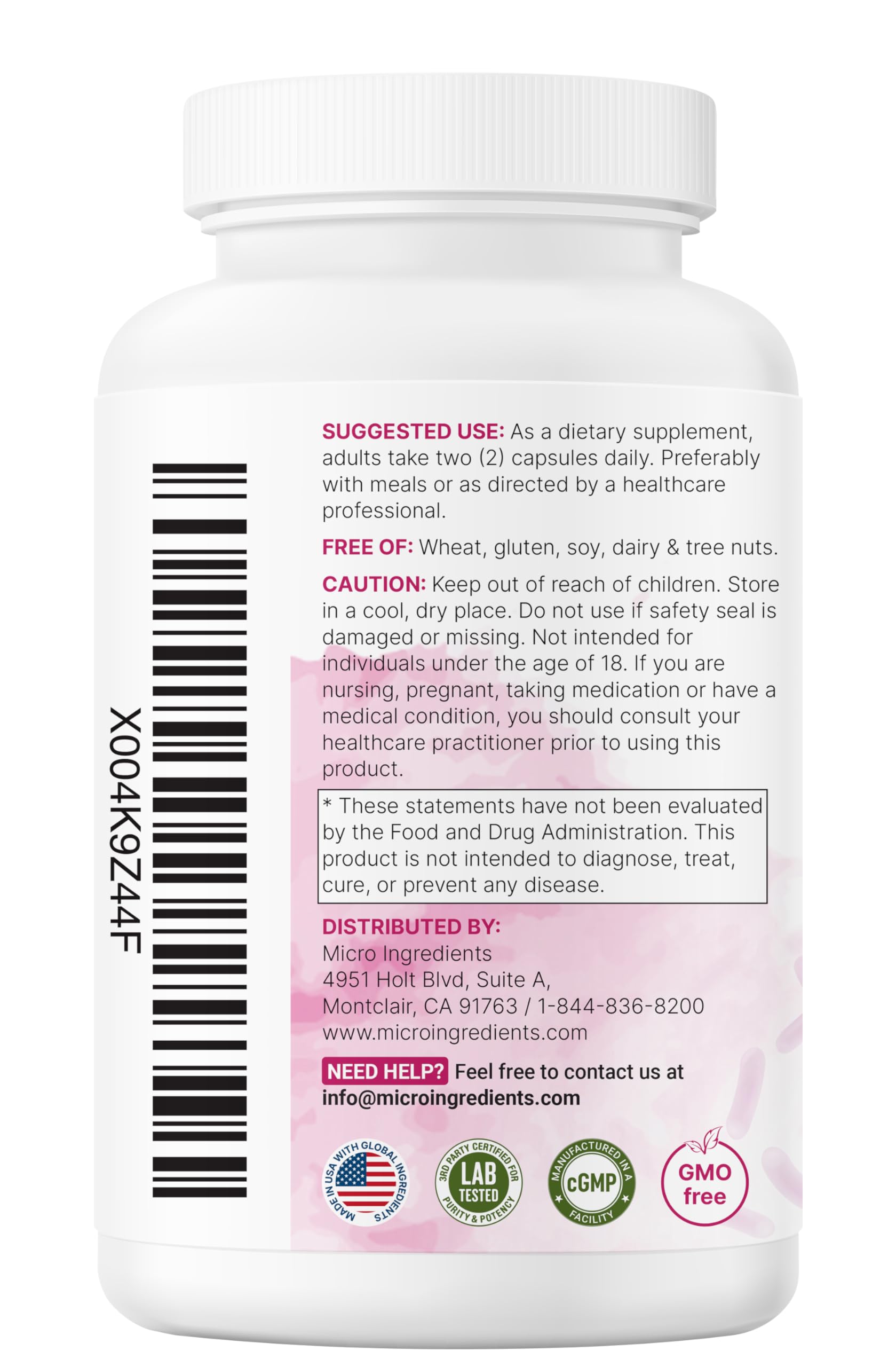 Micro Ingredients Probiotics for Women 100 Billion CFU with Prebiotics, 120 Veggie Capsules | pH Balance, Urinary Tract, Vaginal & Gut Health Support* | 40 Strains with Cranberry, D-Mannose & More — Amazon image 7