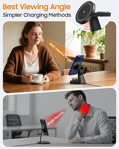 Miniatura 4 de Estación de carga magnética 3 en 1 para dispositivos Apple, cargador inalámbrico rápido de 15 W compatible con base de carga MagSafe para iPhone 17,