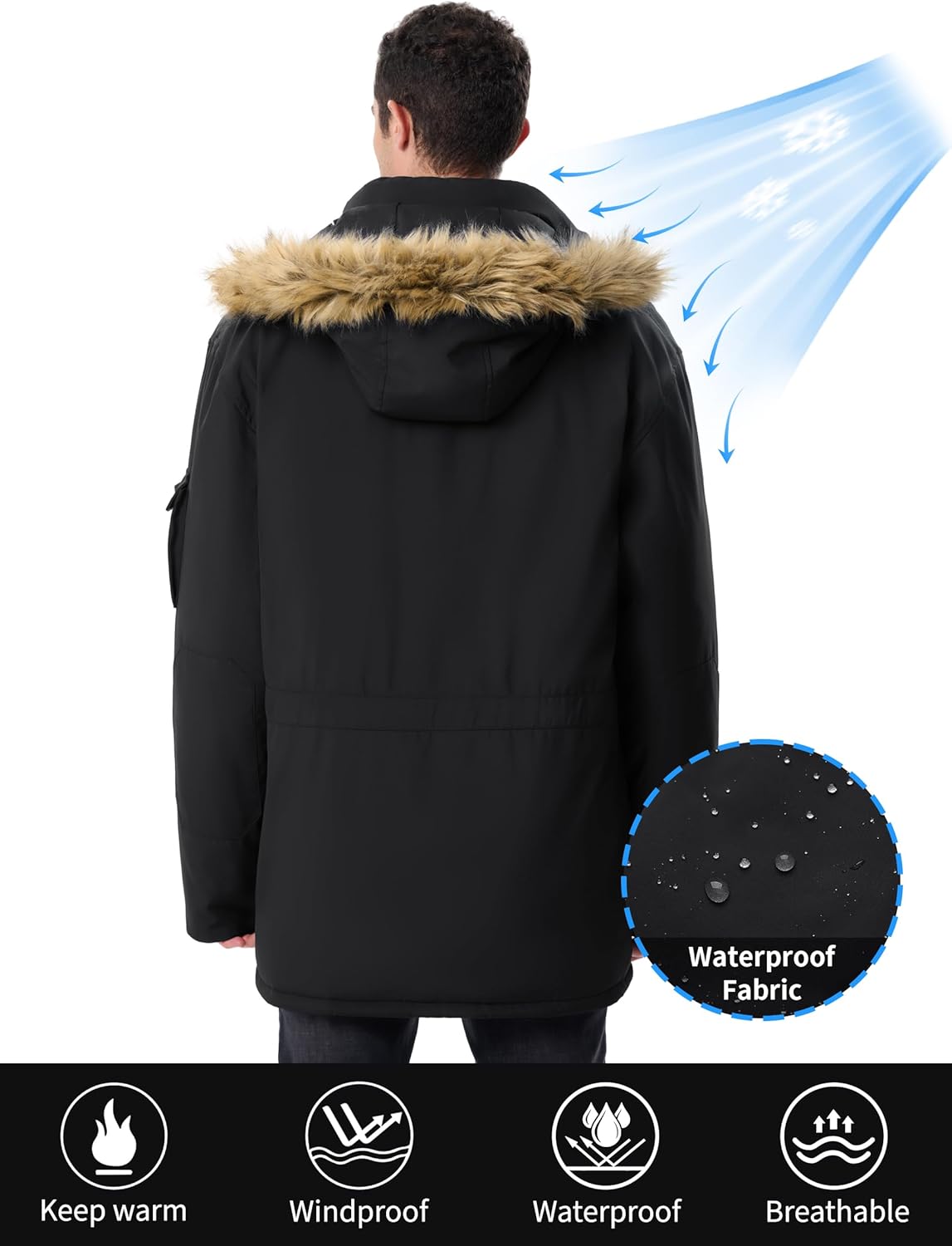Men's Winter Coats Waterproof Winter Jackets Warm Insulated Thicken Long Down Jacket with Hood - Image 4