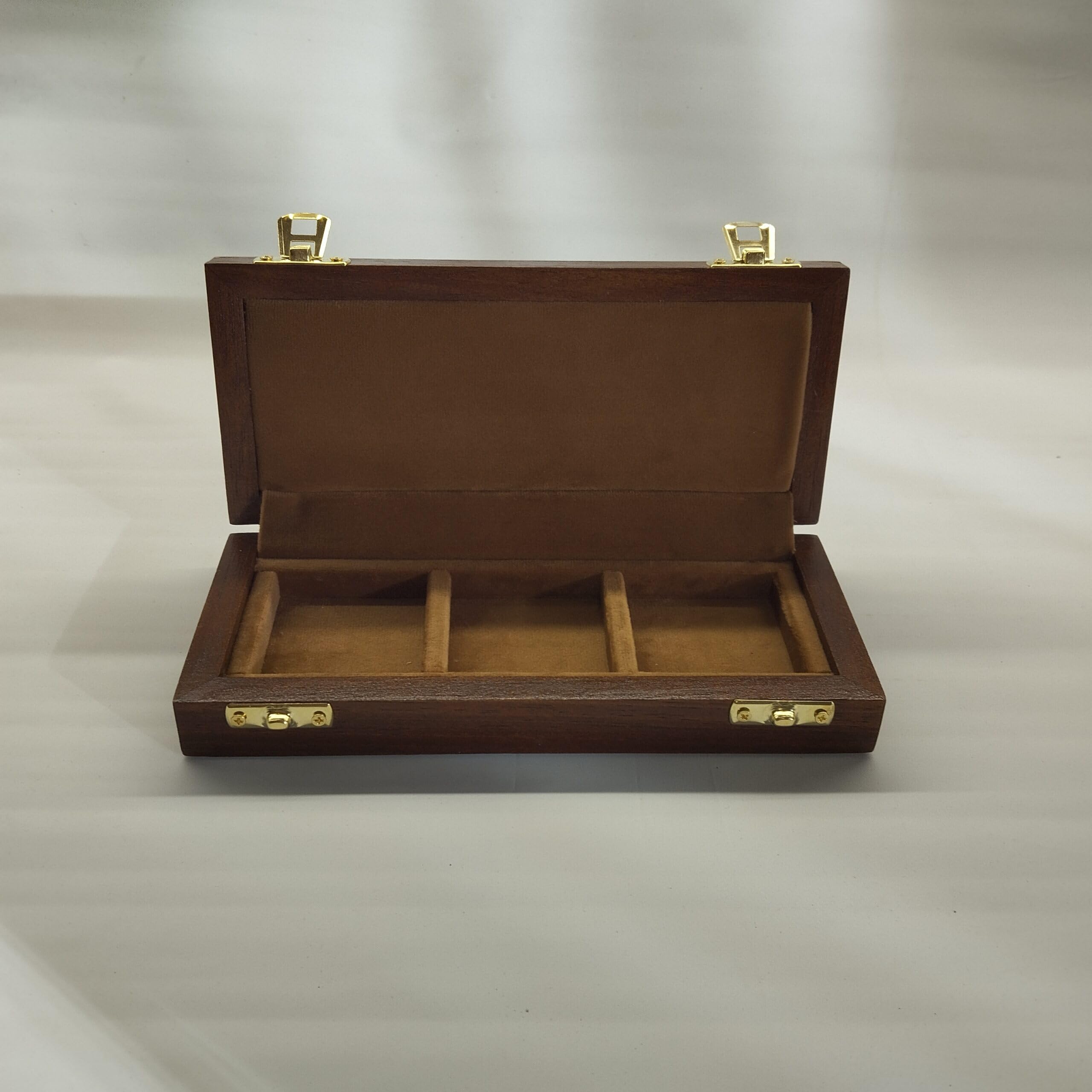 Caja para Monedas y medallas de Madera y Terciopelo 3 Compartimentos 50x50 mm Artesanal numismática Hecha a Mano Italia