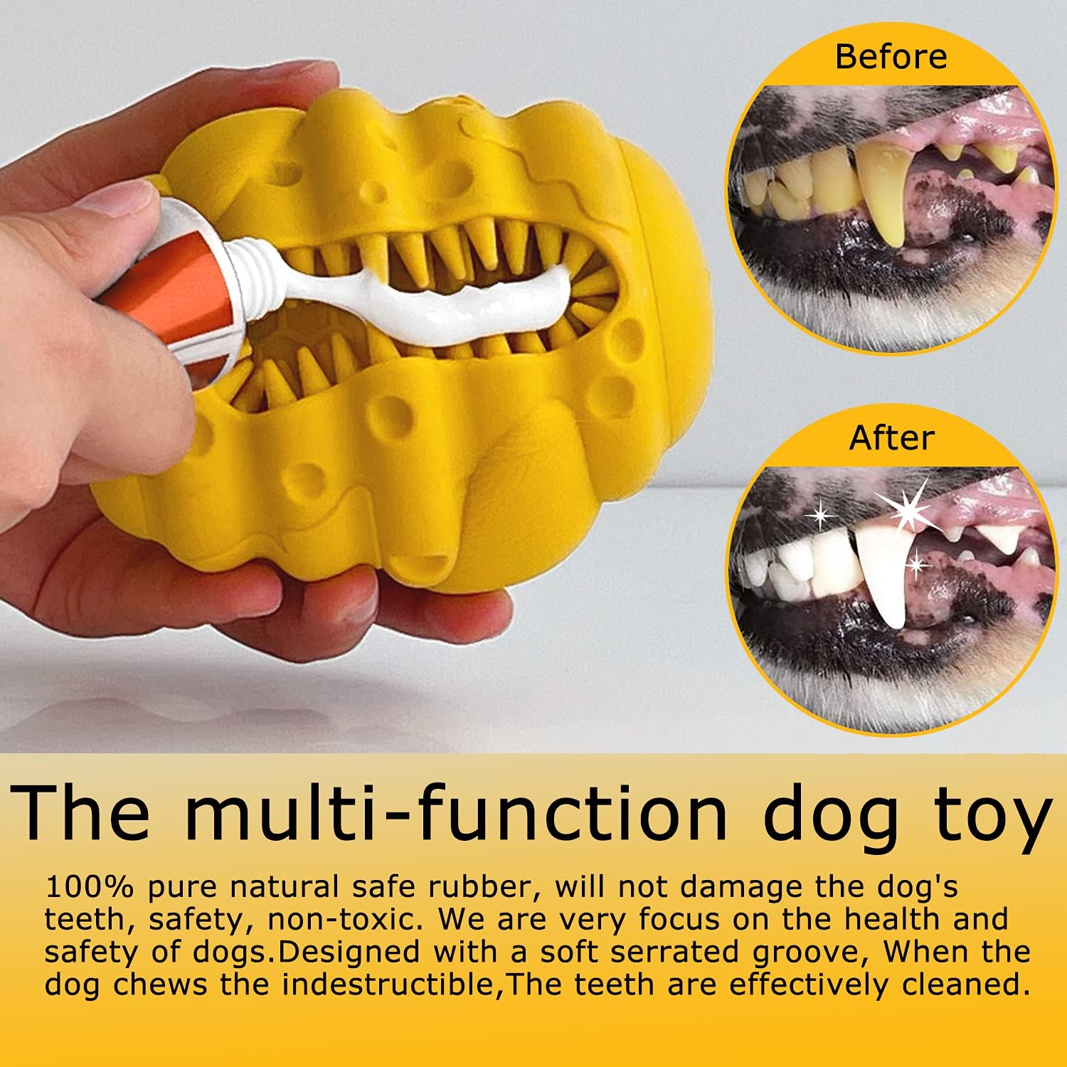Kitchen & Dining : Dog Chew Toys for Aggressive Chewers Large Medium Breeds Dog Puzzle Toys Interactive Treat Dispensing Slow Feeder Indestructible Durable Safe Rubber Teeth Clean Dog Toys Heavy Duty Tough Chew Toys : 