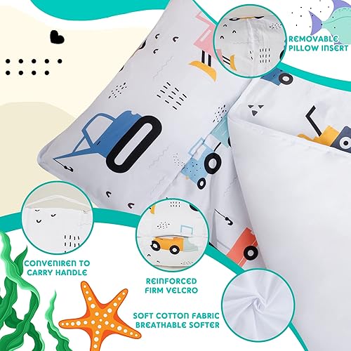 Miniatura 2 de Tapete para siesta de vehículo de ingeniería con almohada extraíble y manta para dormir para niños, guardería, guardería, preescolar, 50 x 20