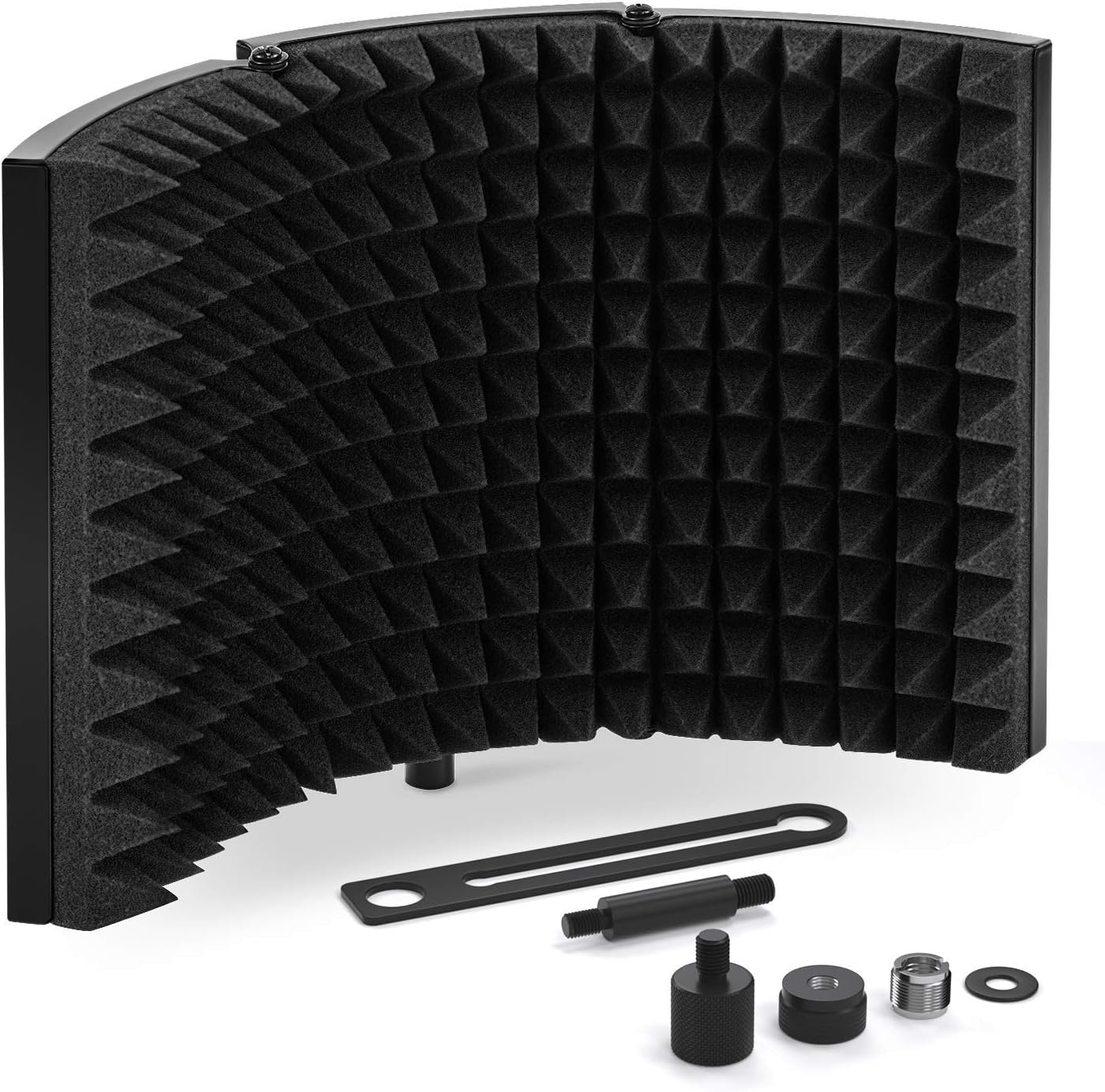 Microphone Isolation Shield, Studio Mic Sound Absorbing Foam Reflector for Any Condenser Microphone Recording Equipment Studio, Black