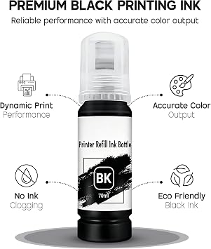 Printer Refill Ink Kit, Universal Bulk Refillable Ink for Continuous Ink Supply, Compatible with Epson, Canon, Dell, HP, Lexmark, Kodak, Xerox Printers (Black)