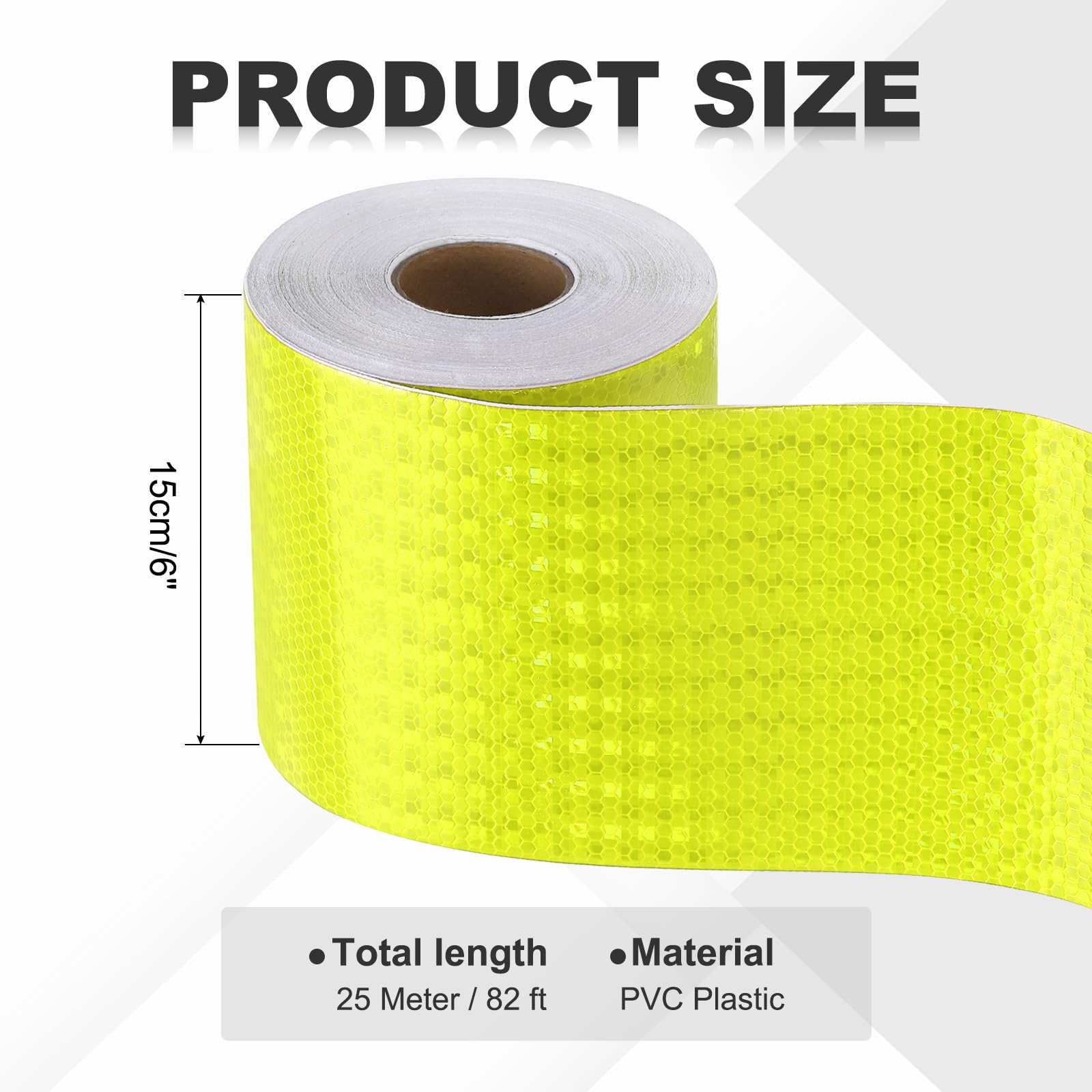 sourcing map Bande réfléchissante - 15,2 cm x 25 m - Bande réfléchissante autocollante pour remorque - Imperméable - Autocollant d'avertissement de sécurité - Réflecteurs de nuit pour voitures et