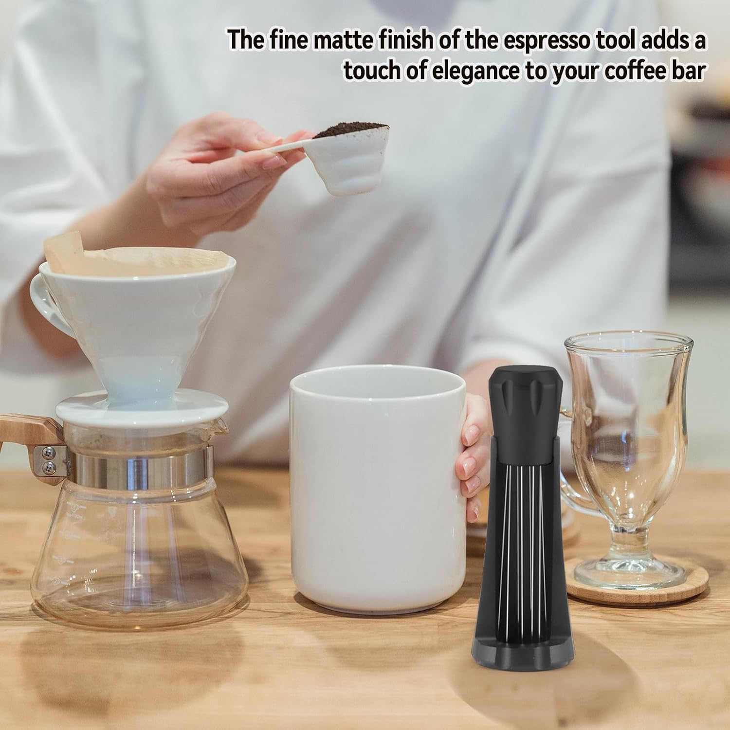 WDT Tool Espresso Distribution Tool 0.25MM 8 Needles Espresso Stirrer for Barista with Stand,Espresso Accessories-Tamper, 304 Stainless Steel WDT Coffee Tool Grounds Needle Whisk Distributor