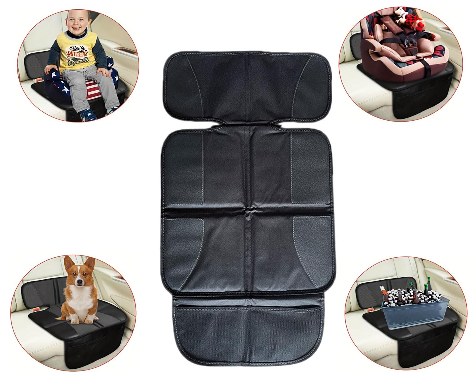 Protettore Sedile Auto Per Seggiolini Bambini - Tessuto Oxford 600D Antiscivolo Con Tasche Rete - Foto 12