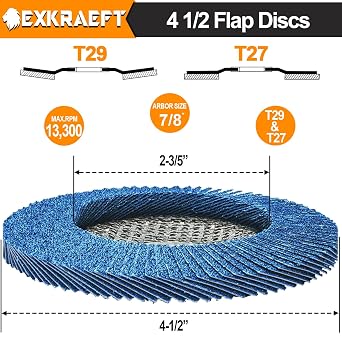 EXKRAEFT Flap Discs 4 1/2 for Angle Grinder, 50pcs Grinder Sanding Disc