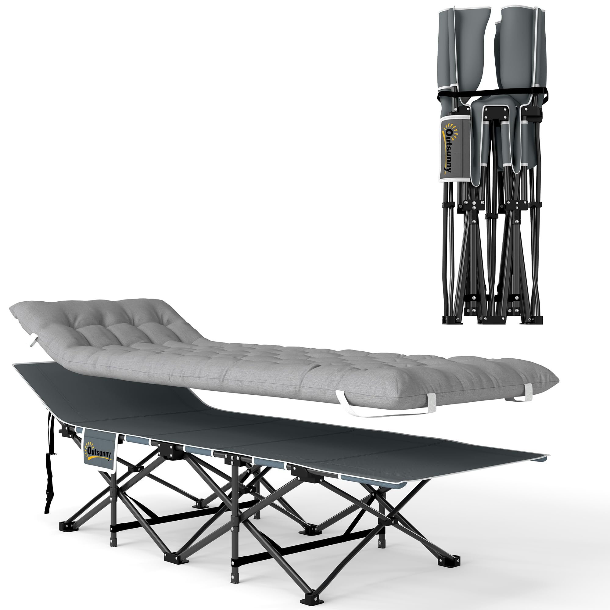 Outsunny Lit de Camping Pliable avec Matelas