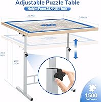Vista 3 de Mesas de Rompecabezas para Adultos con Cajones de 1500 Piezas Ángulo y Altura Ajustables Mesa de Rompecabezas con Patas de Metal Mesa Inclinable