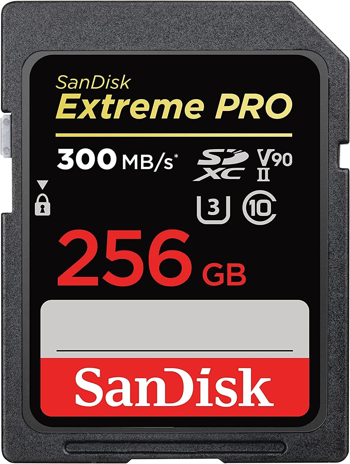 SanDisk Extreme PRO SDHC UHS-II V90 256 GB memory card (300 MB/s, 8K, 4K and full HD video recording, RescuePro Deluxe, shockproof, temperature-resistant, waterproof and X-ray-proof).