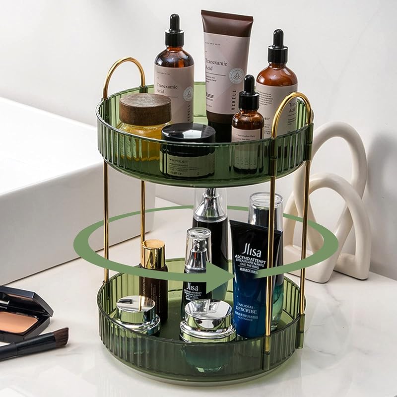 Organizador giratório para cosméticos shuang qing, 3 níveis, verde