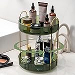 shuang qing Rotating Makeup Organizer for Vanity, High-Capacity Skincare Make Up Storage Perfume Organizers Cosmetic Dresser Organizer Countertop 360 Spinning (Green, 3 Tier)