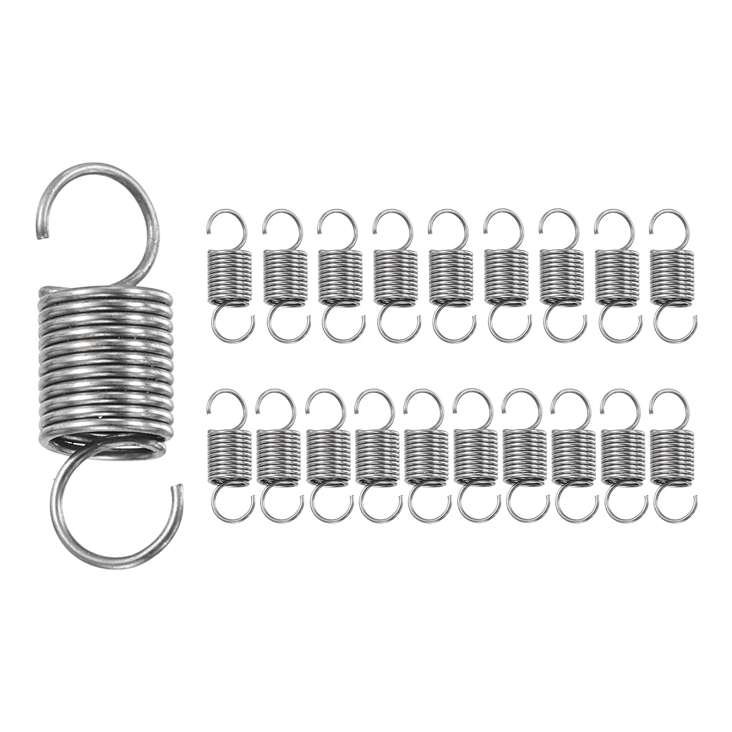 uxcell 20Pcs Extension Spring, Stainless Steel Small Springs with Dual Hook Mechanical Compression Spring for Home Furniture Repair 0.5mm Wire Diax5mm ODx15mm Length