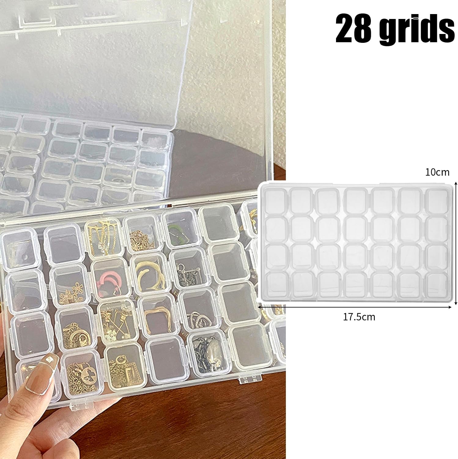 Detachable Compartment Jewelry Storage Box Jewelry Craft Containers,28grids