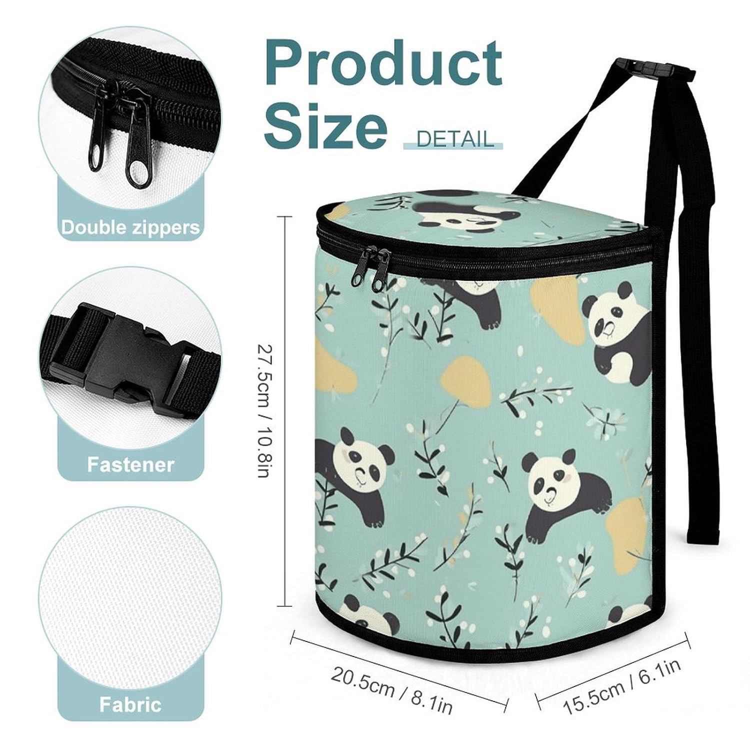Hanging Car Trash Bag Cute Pandas Printed Car Garbage Storage Bag Leakproof Car Trash Can Portable Garbage Storage Bags