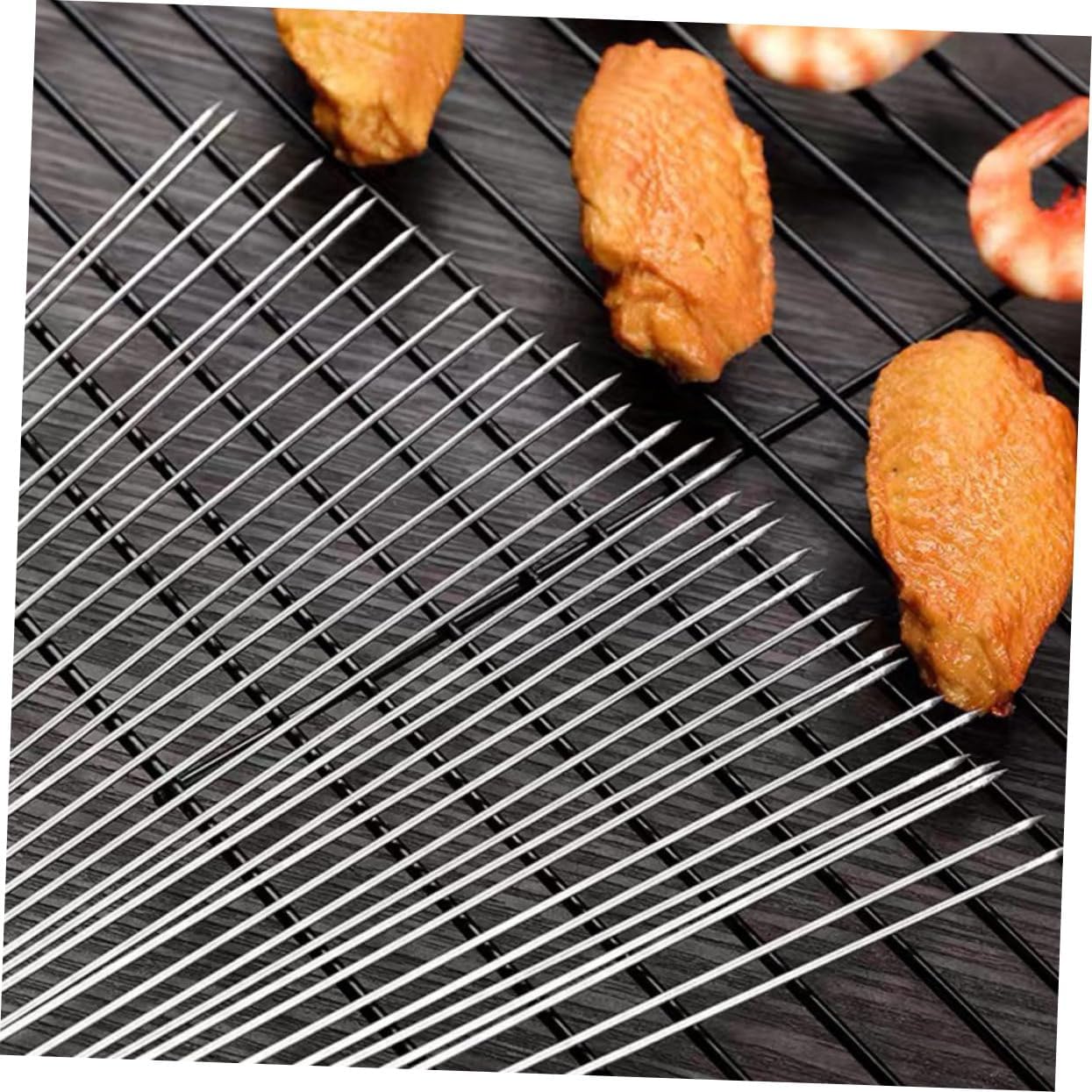 100pcs Bbq Grilling Tool Kit Round Stainless Steel Skewers Easy to Use and Clean
