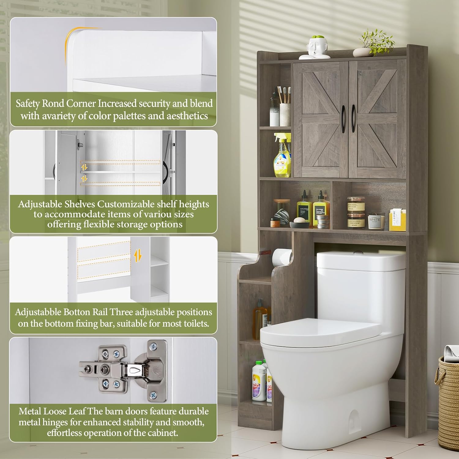 Nasonet Over The Toilet Storage Cabinet placed over a washing machine in a laundry room, demonstrating its adaptability for different spaces.