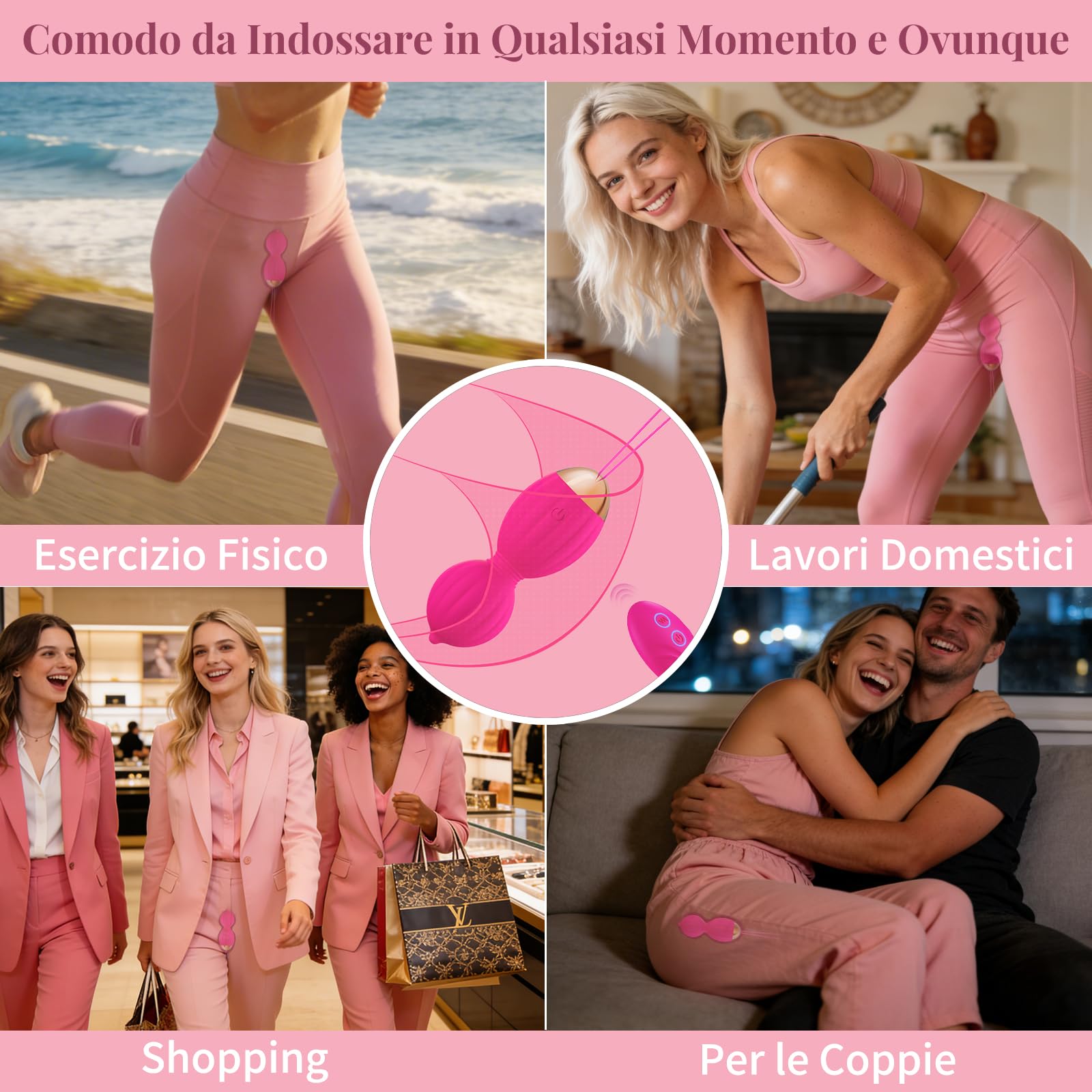 FIDECH - Set di 5 sfere dell'amore senza fili, con telecomando, per allenare la muscolatura vaginale, per coppie