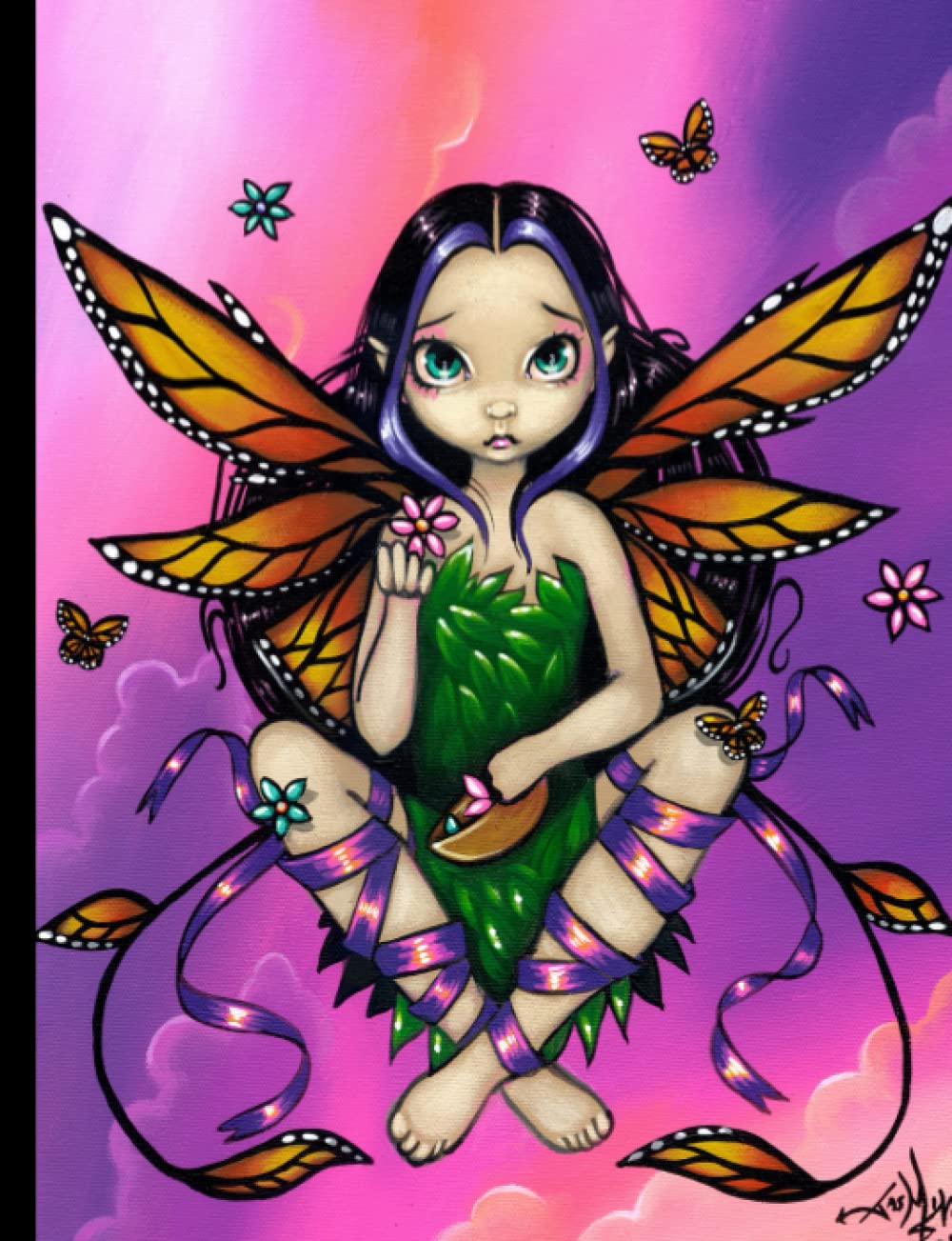 Fairy at Sunset by Jasmine Becket-Griffith. A Gothic Fairy Notebook Journal with 120 ruled Notebook Pages for Teens and Adults by Brain Freeze Press