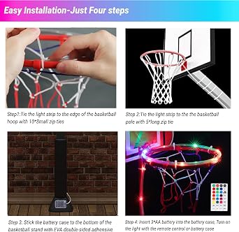 LED Basketball Hoop Light, RGB Remote Control Basketball Rim Lights Accessories, Waterproof Super Bright LED Light to Play Outdoor at Night Training for Outdoor Gifts
