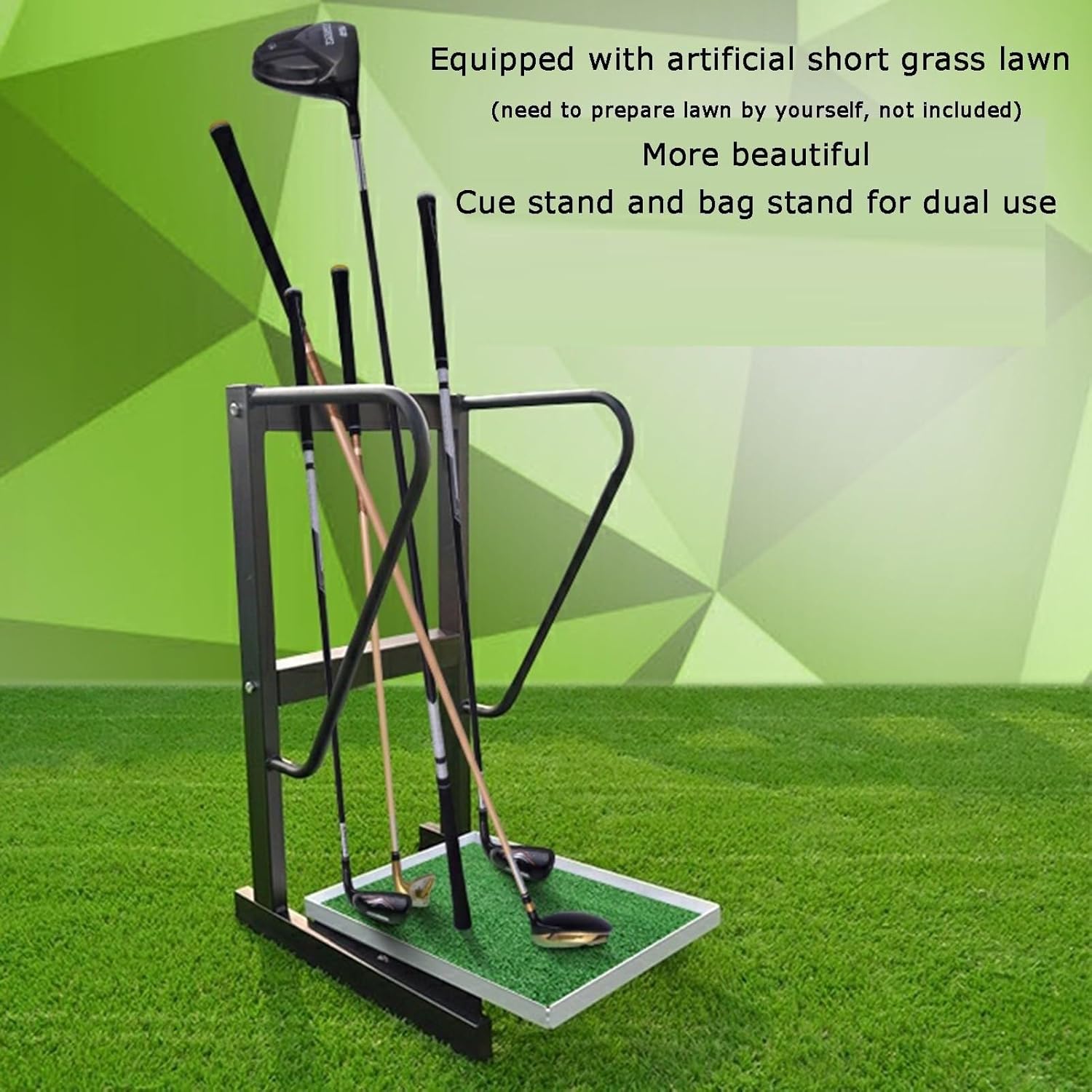 Golf Bag Rack, Steel Golf Club Holder Dual-Purpose Organizer with Bottom Tray for Indoor/Outdoor Use - Home, Garage, Office