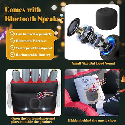 Miniatura 3 de Altavoz Bluetooth de 5.4 x 5.4 pies gigante 3D novedoso esqueleto inflable de Halloween con luces LED integradas y altavoz Bluetooth, reproducción