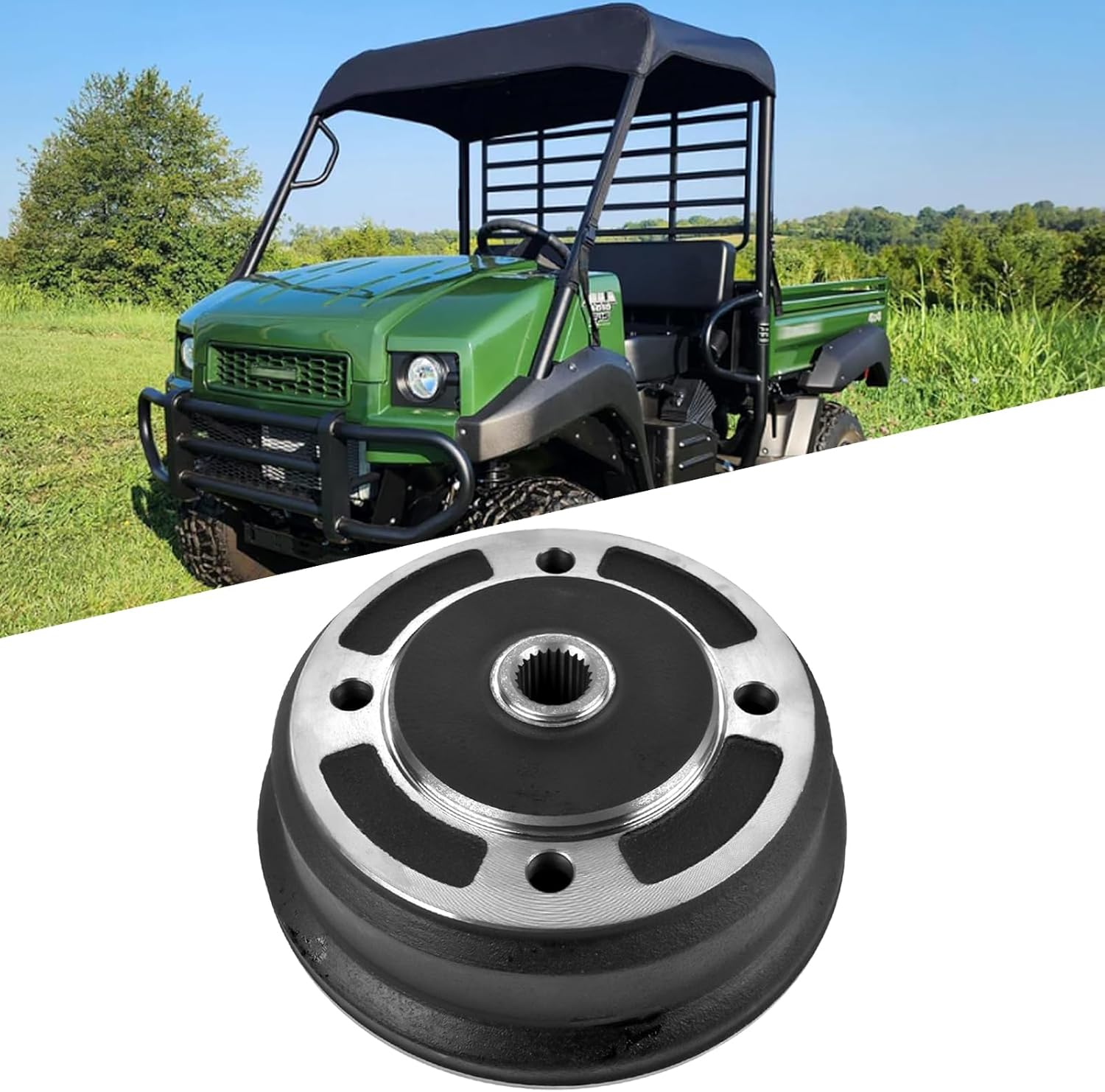 Rear Brake Drum Replacement for Kawasaki UTV Mule 2510 3000 3010 3020 4000 4010 KAF620 KAF950 Part# 41038-0035, 41039-1336, 41038-7502